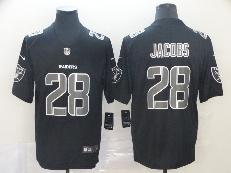 Men Okaland Raiders #28 Jacobs Nike Fashion Impact Black Color Rush Limited NFL Jerseys